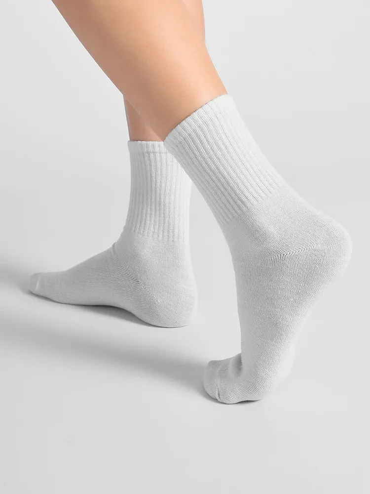 10 Pairs White Solid Color Socks for Men - High Tube Middle Stockings, Fashionable and Classical Socks Set