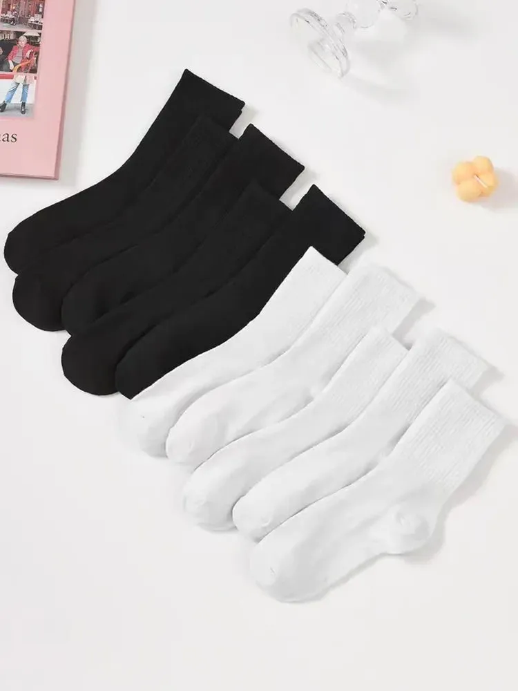10 Pairs White Solid Color Socks for Men - High Tube Middle Stockings, Fashionable and Classical Socks Set
