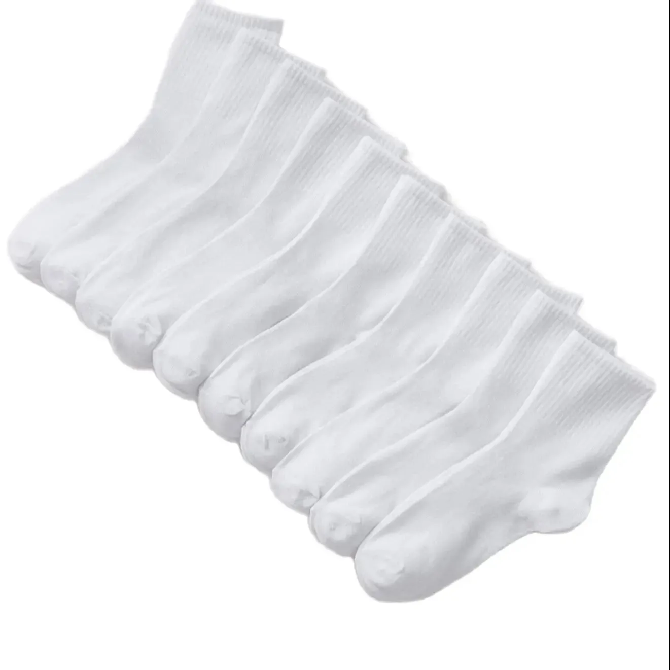 10 Pairs White Solid Color Socks for Men - High Tube Middle Stockings, Fashionable and Classical Socks Set