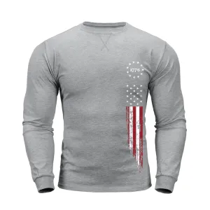 1776 USA FLAG GRAPHIC CREWNECK LONG SLEEVE T-SHIRT