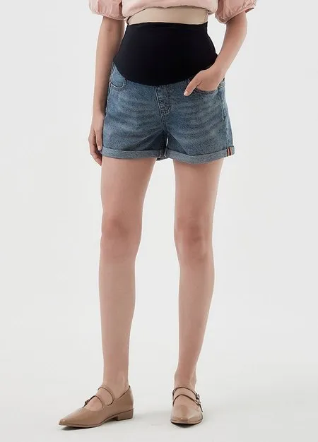 241515B7 Cuffed Maternity Denim Shorts