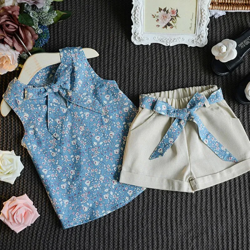 2pc Baby and Toddlers Sleeveless Blouse and Shorts