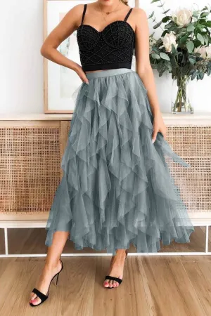 A-line Long Tulle Skirt
