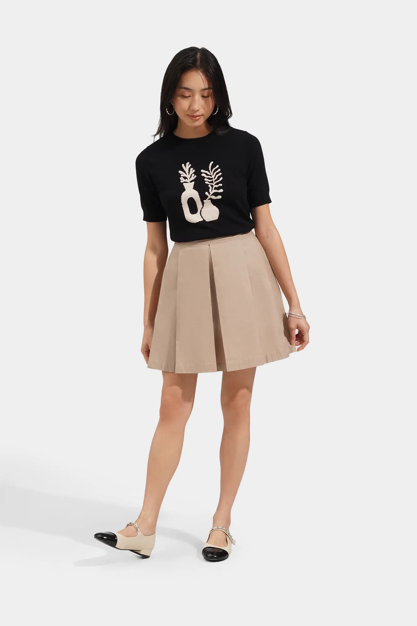 A-Line Pleated Mini Skirt