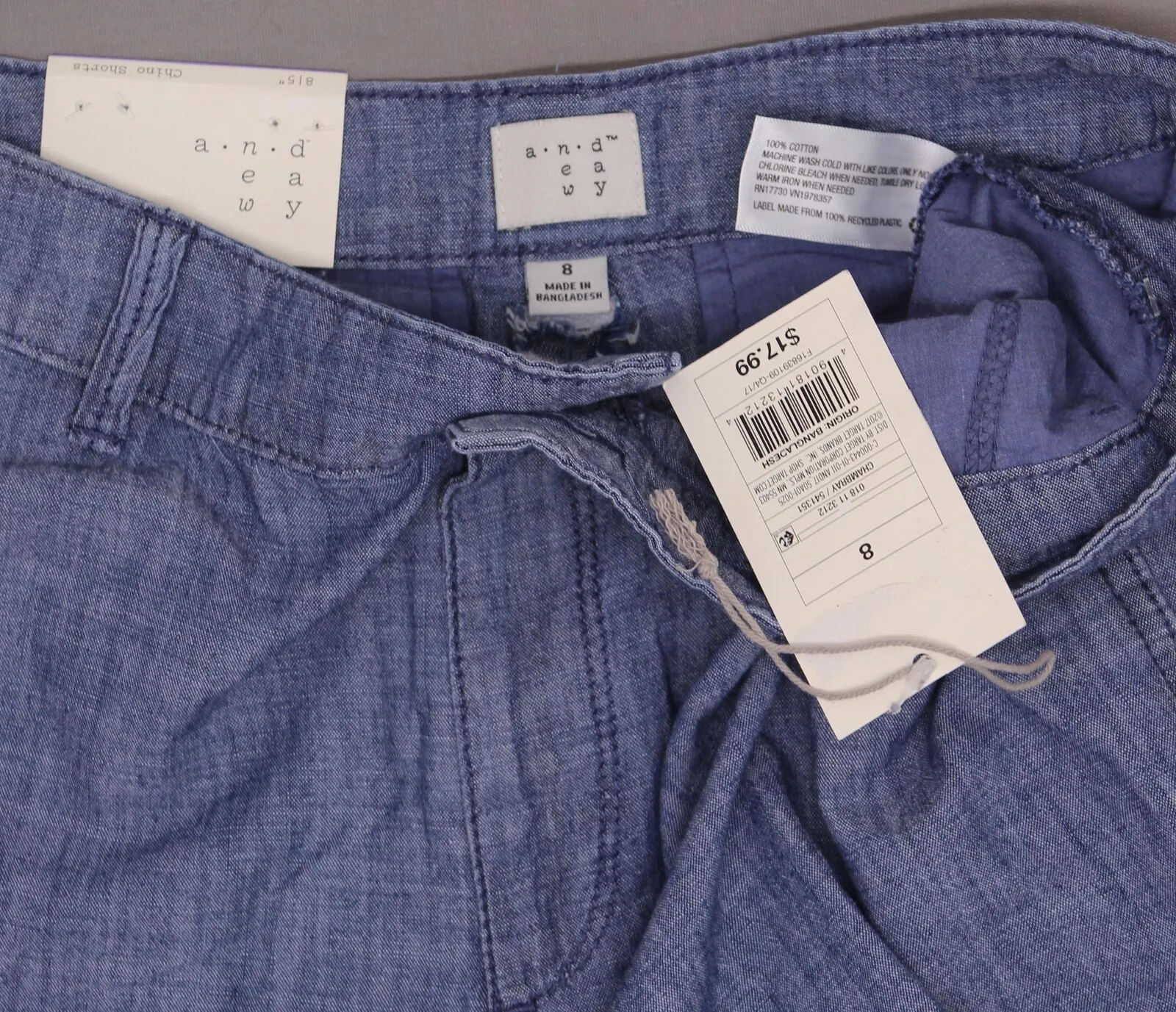 A New Day Women's 5 Inch Chambray Chino Shorts