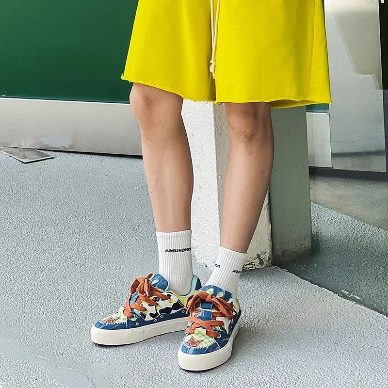 ADVBRIDGE  -  Couple Denim Skateboard Shoes for Men Women Brand Designer Thick Sole Sneakers Board Fashion Sport Platform Tennis Casual Shoes