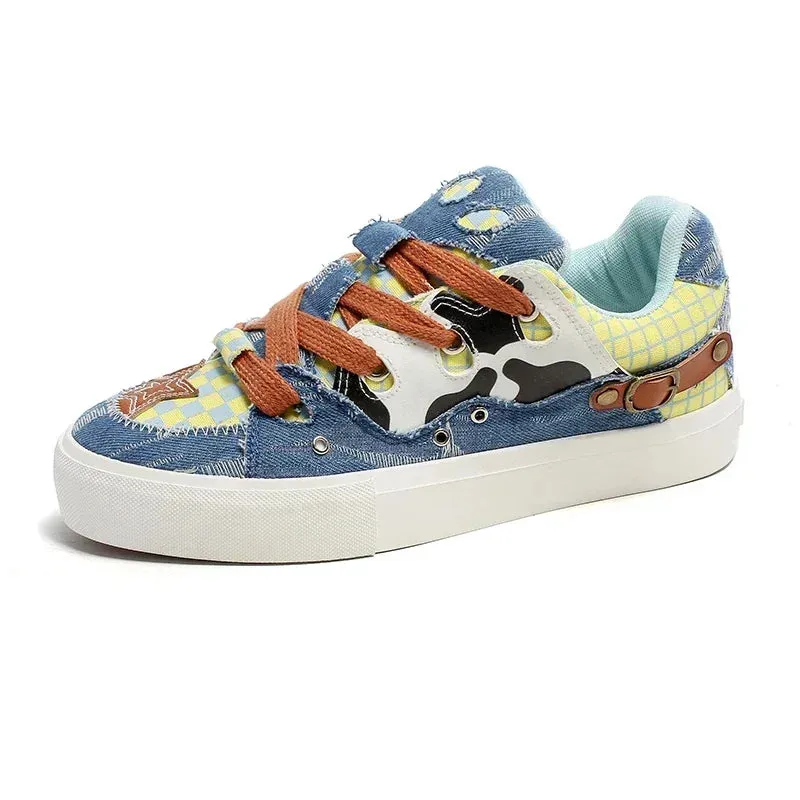 ADVBRIDGE  -  Couple Denim Skateboard Shoes for Men Women Brand Designer Thick Sole Sneakers Board Fashion Sport Platform Tennis Casual Shoes