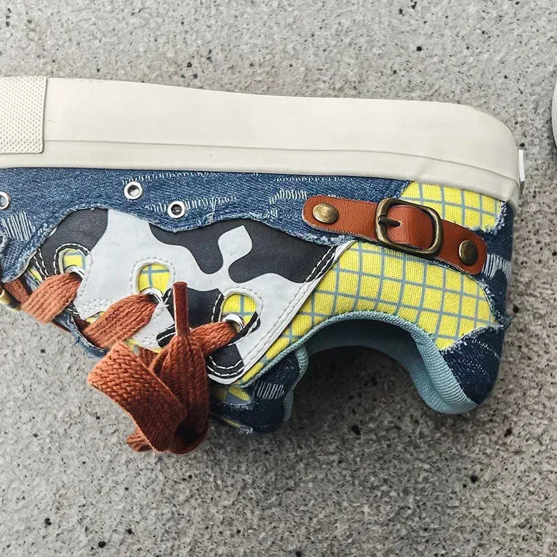 ADVBRIDGE  -  Couple Denim Skateboard Shoes for Men Women Brand Designer Thick Sole Sneakers Board Fashion Sport Platform Tennis Casual Shoes
