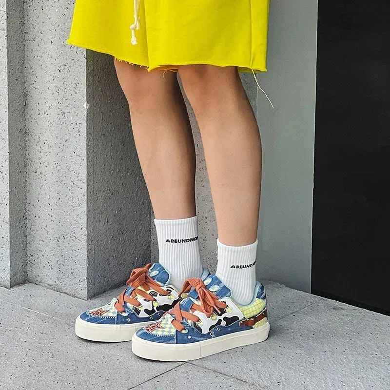 ADVBRIDGE  -  Couple Denim Skateboard Shoes for Men Women Brand Designer Thick Sole Sneakers Board Fashion Sport Platform Tennis Casual Shoes