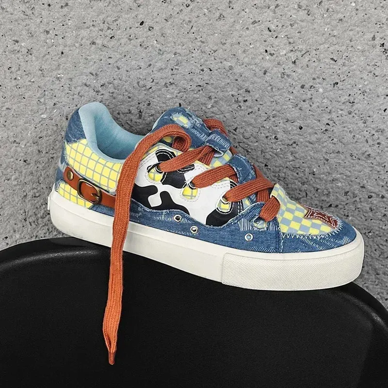 ADVBRIDGE  -  Couple Denim Skateboard Shoes for Men Women Brand Designer Thick Sole Sneakers Board Fashion Sport Platform Tennis Casual Shoes