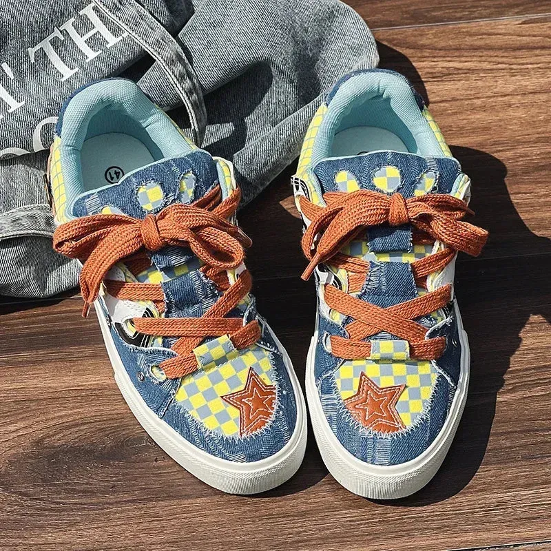 ADVBRIDGE  -  Couple Denim Skateboard Shoes for Men Women Brand Designer Thick Sole Sneakers Board Fashion Sport Platform Tennis Casual Shoes