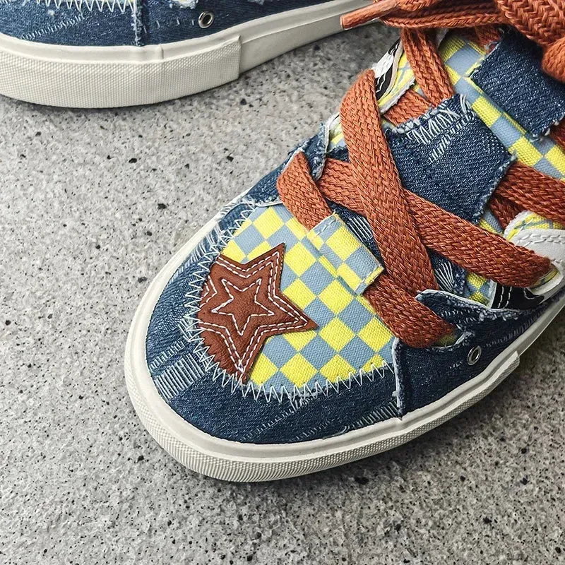 ADVBRIDGE  -  Couple Denim Skateboard Shoes for Men Women Brand Designer Thick Sole Sneakers Board Fashion Sport Platform Tennis Casual Shoes
