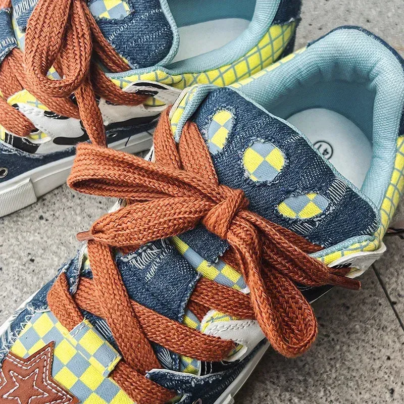 ADVBRIDGE  -  Couple Denim Skateboard Shoes for Men Women Brand Designer Thick Sole Sneakers Board Fashion Sport Platform Tennis Casual Shoes