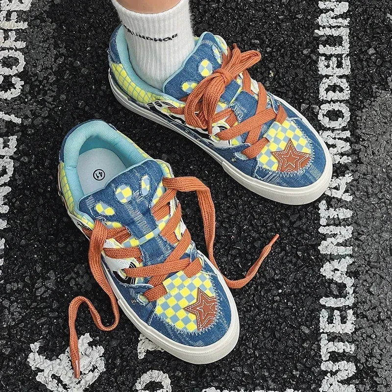 ADVBRIDGE  -  Couple Denim Skateboard Shoes for Men Women Brand Designer Thick Sole Sneakers Board Fashion Sport Platform Tennis Casual Shoes