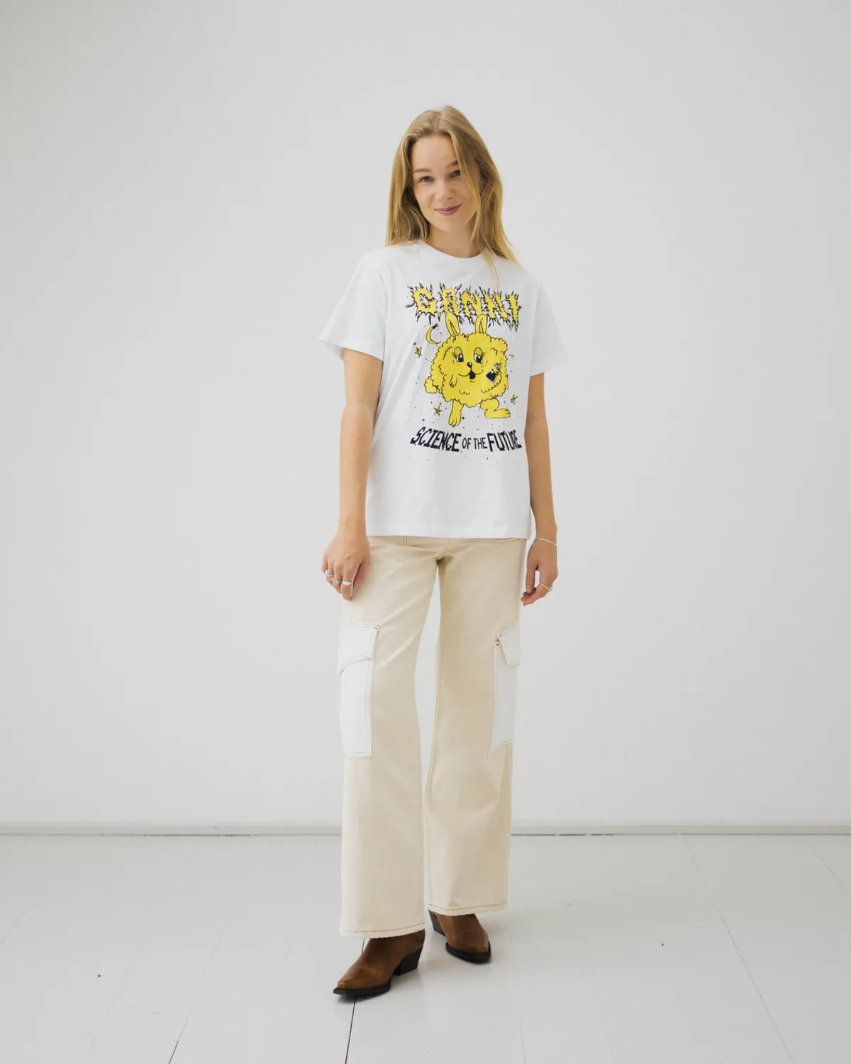 Anna Vilma - Basic Jersey Yellow Bunny Relaxed T-shirt