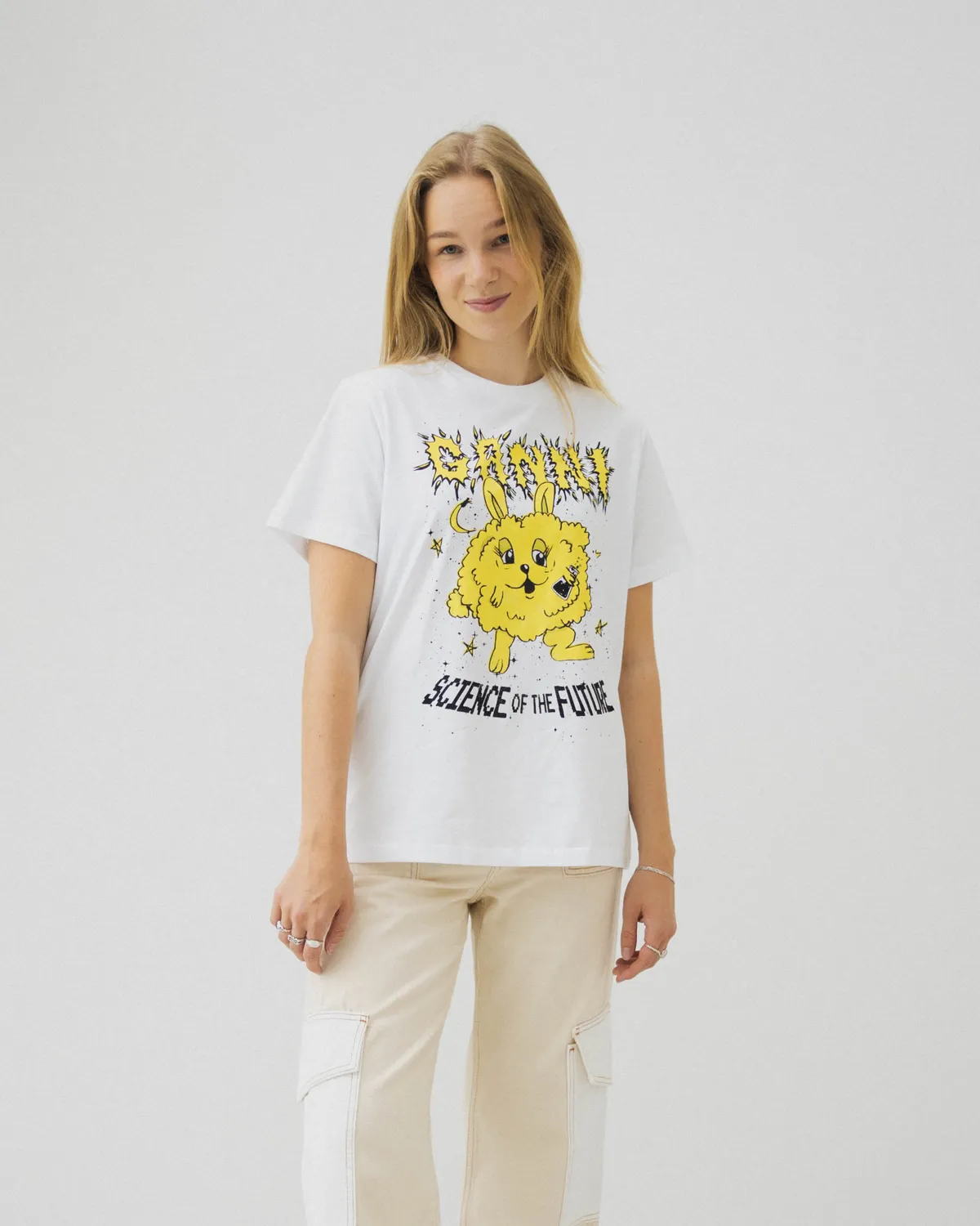 Anna Vilma - Basic Jersey Yellow Bunny Relaxed T-shirt