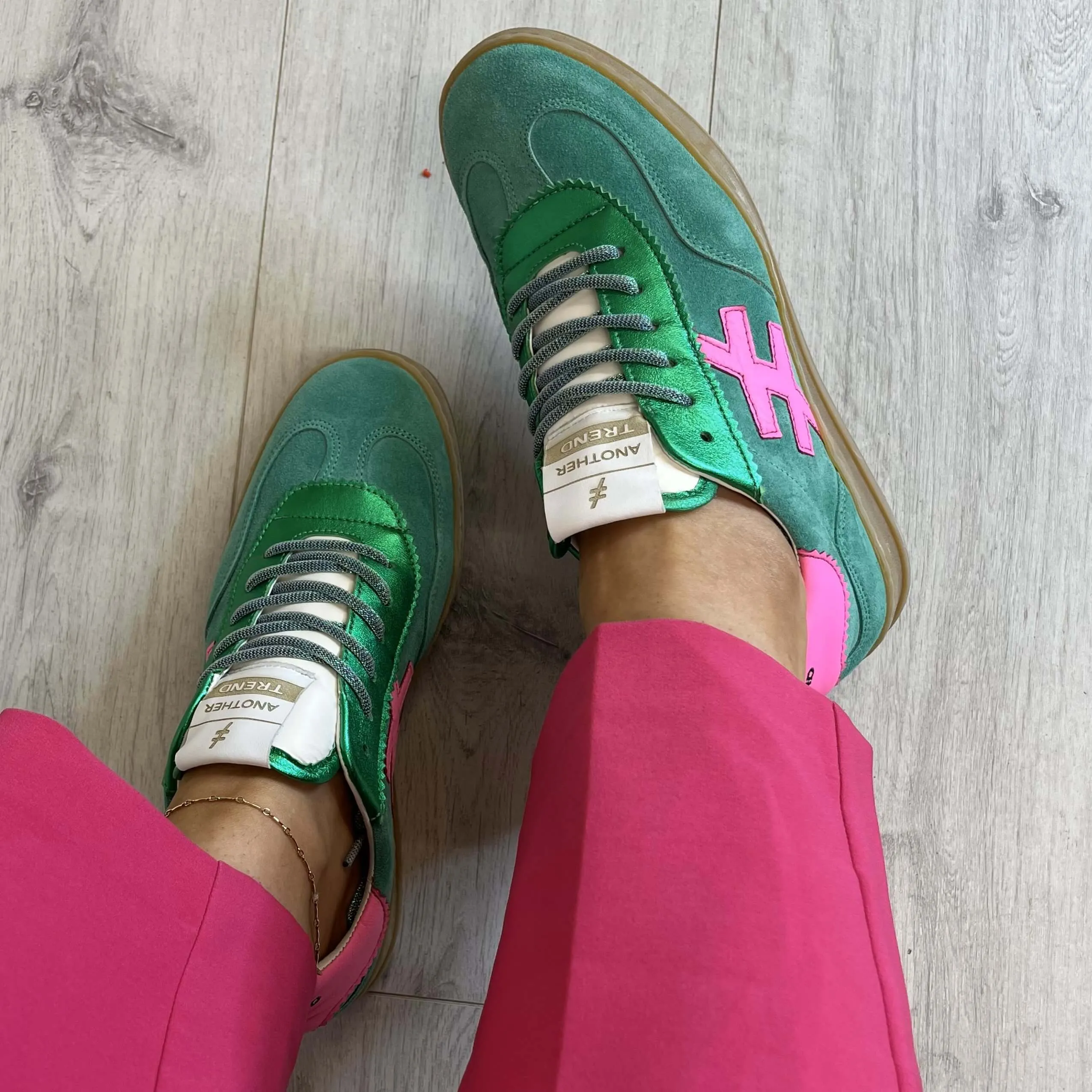 Another Trend Green & Pink Sneakers
