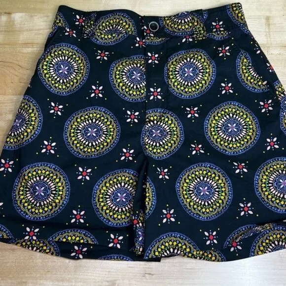 Anthropologie Maeve abstract city shorts in multicolor medallion print