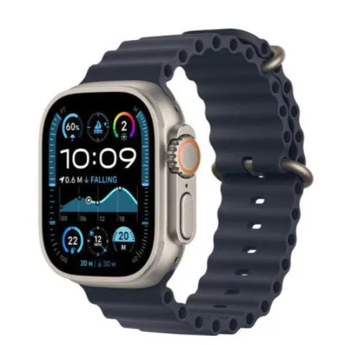 Apple Watch Ultra 2 GPS   Cellular 49mm Natural Titanium Case with Navy Ocean Band