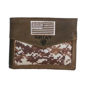 Ariat Digital Camo & Embroidered Flag Bi-fold Rodeo Wallet A3536844