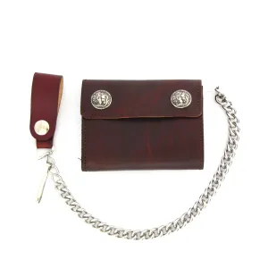 AUB336  Antique Finish Bi-Fold Wallet w/ Chain w/ Buffalo Nickel Snaps