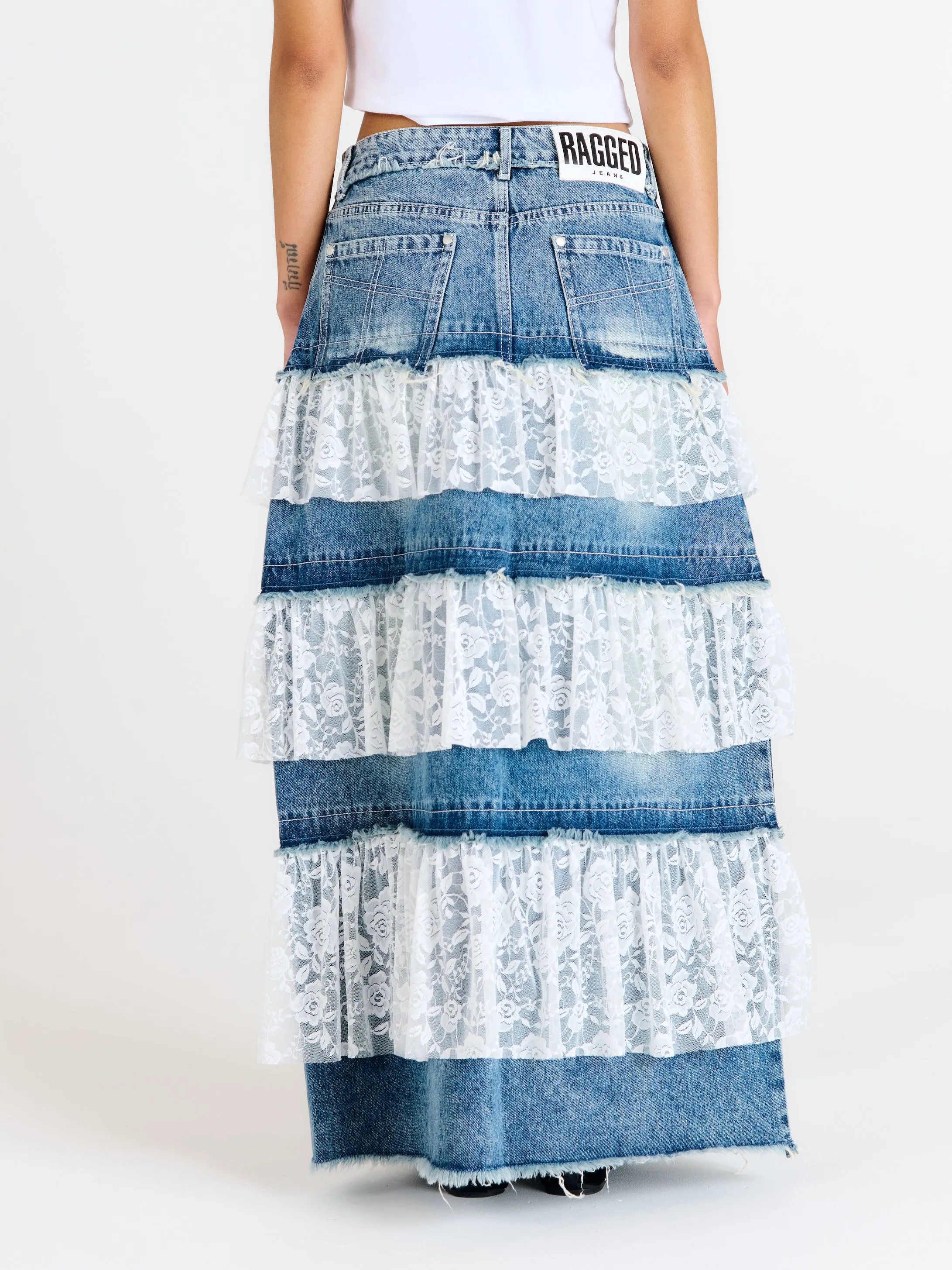 Babydoll Denim Maxi Skirt