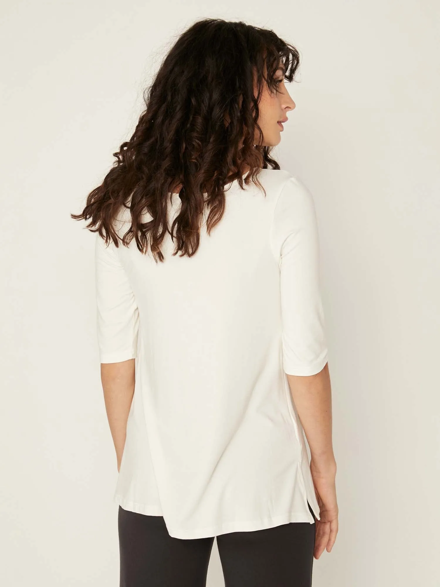 Bamboo Mid Sleeve T Shirt - Cream