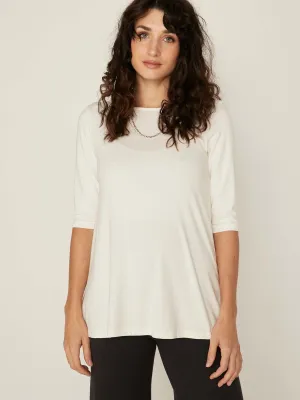 Bamboo Mid Sleeve T Shirt - Cream