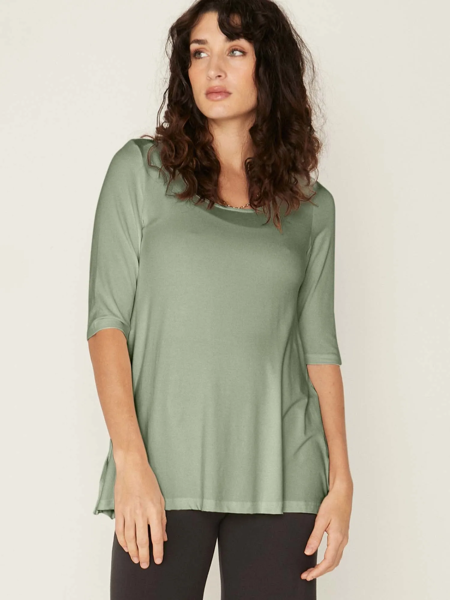 Bamboo Mid Sleeve T Shirt - Eucalyptus