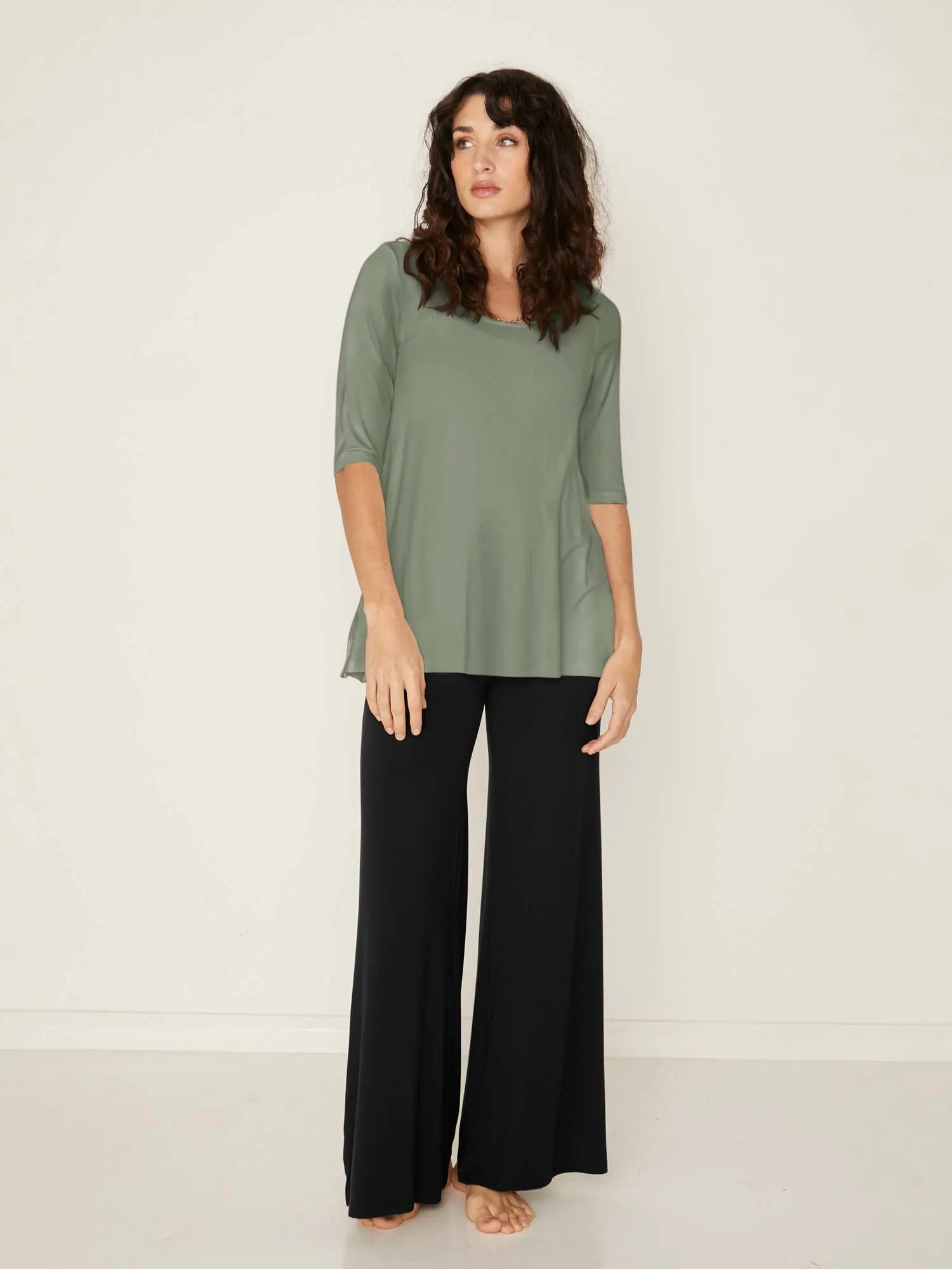 Bamboo Mid Sleeve T Shirt - Eucalyptus