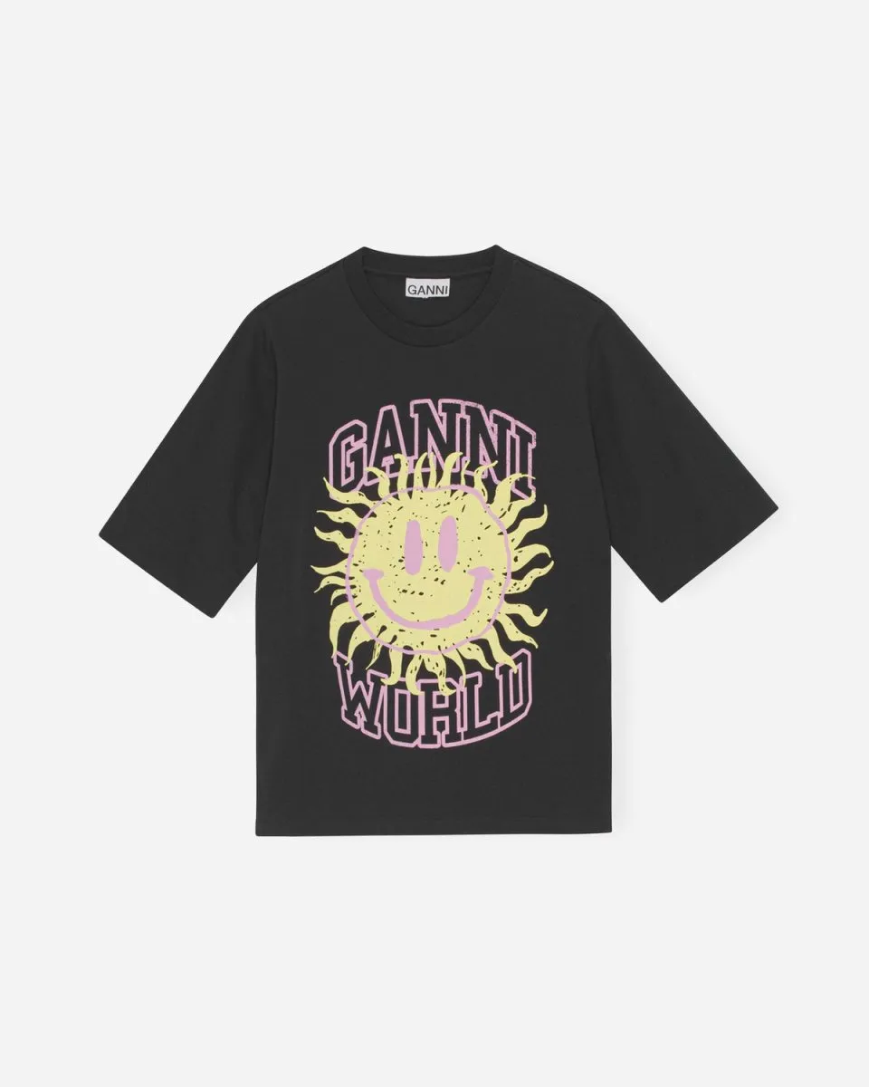 Basic Jersey Smiley Mid Sleeve T-shirt - Phantom