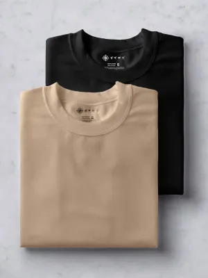 Beige & Black T shirts Combo