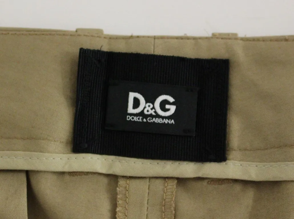 Beige Solid Cotton Shorts Pants