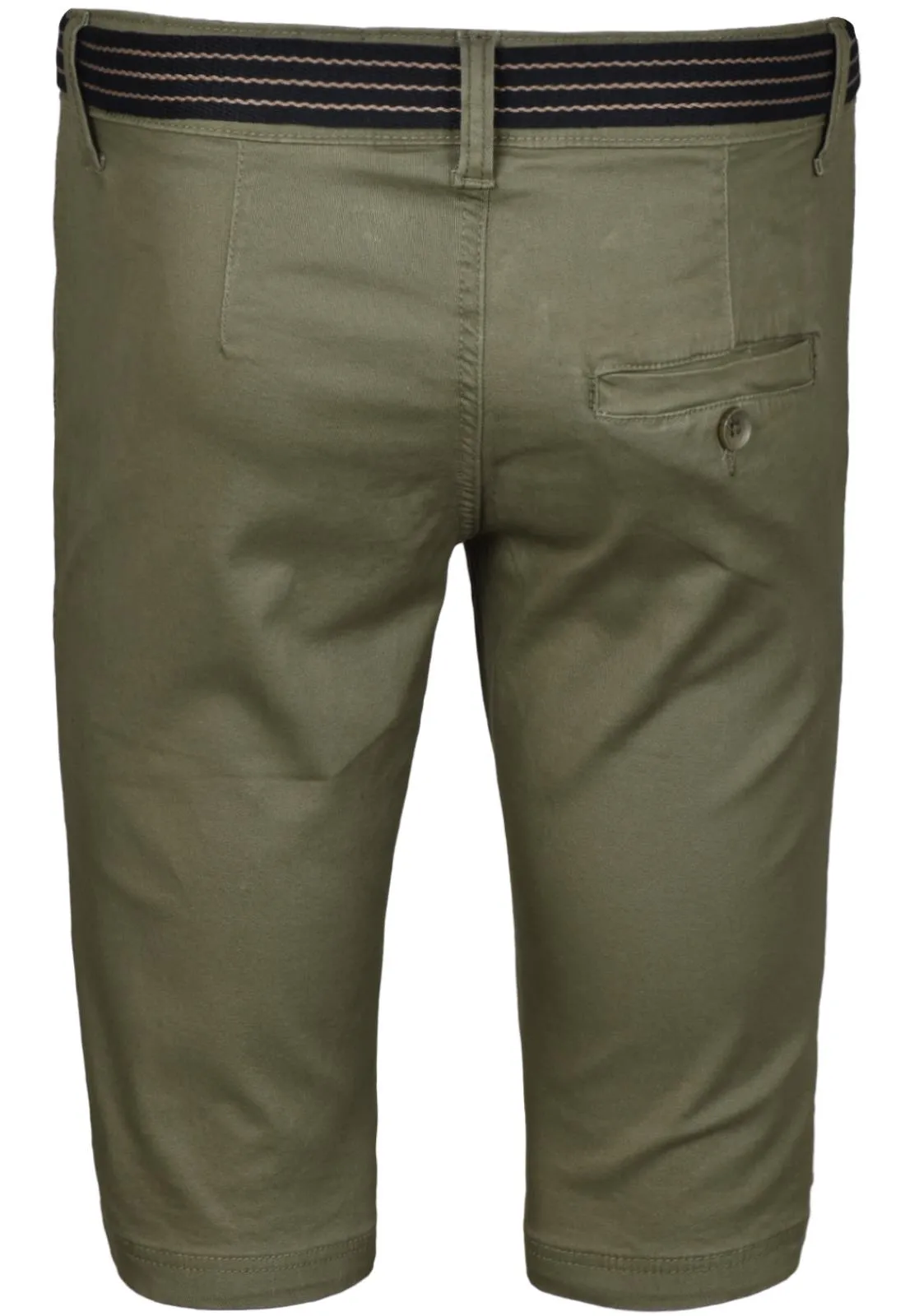 Belted Chino Stretch Cotton Shorts