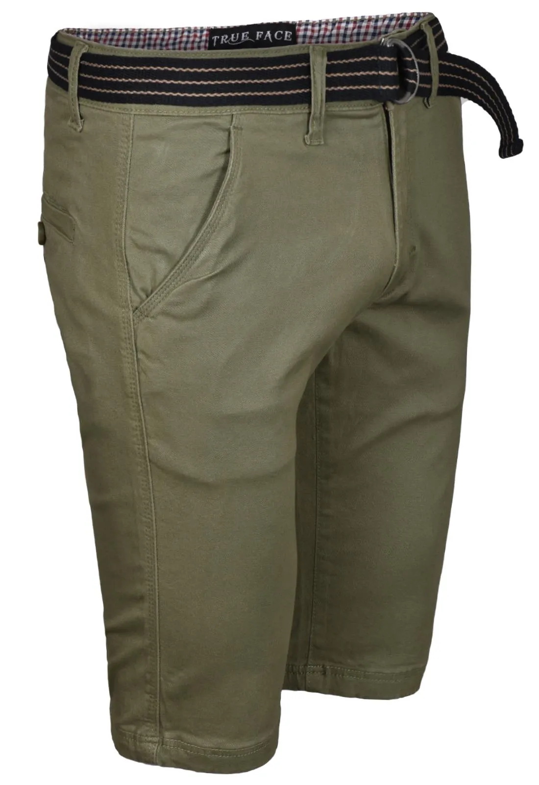 Belted Chino Stretch Cotton Shorts