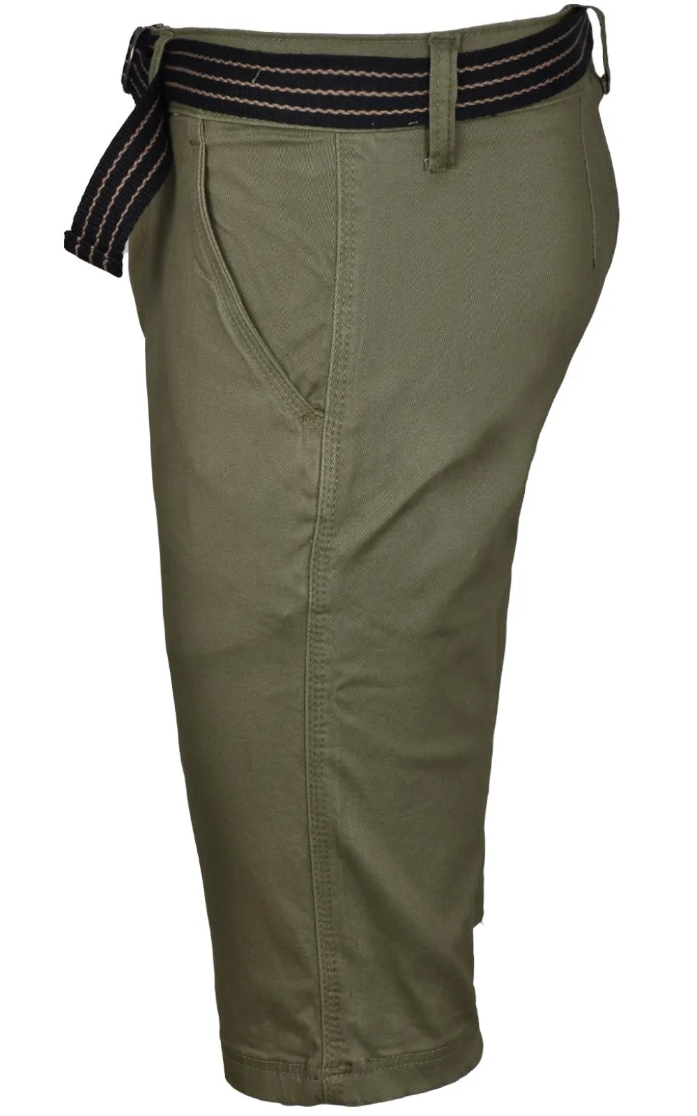 Belted Chino Stretch Cotton Shorts