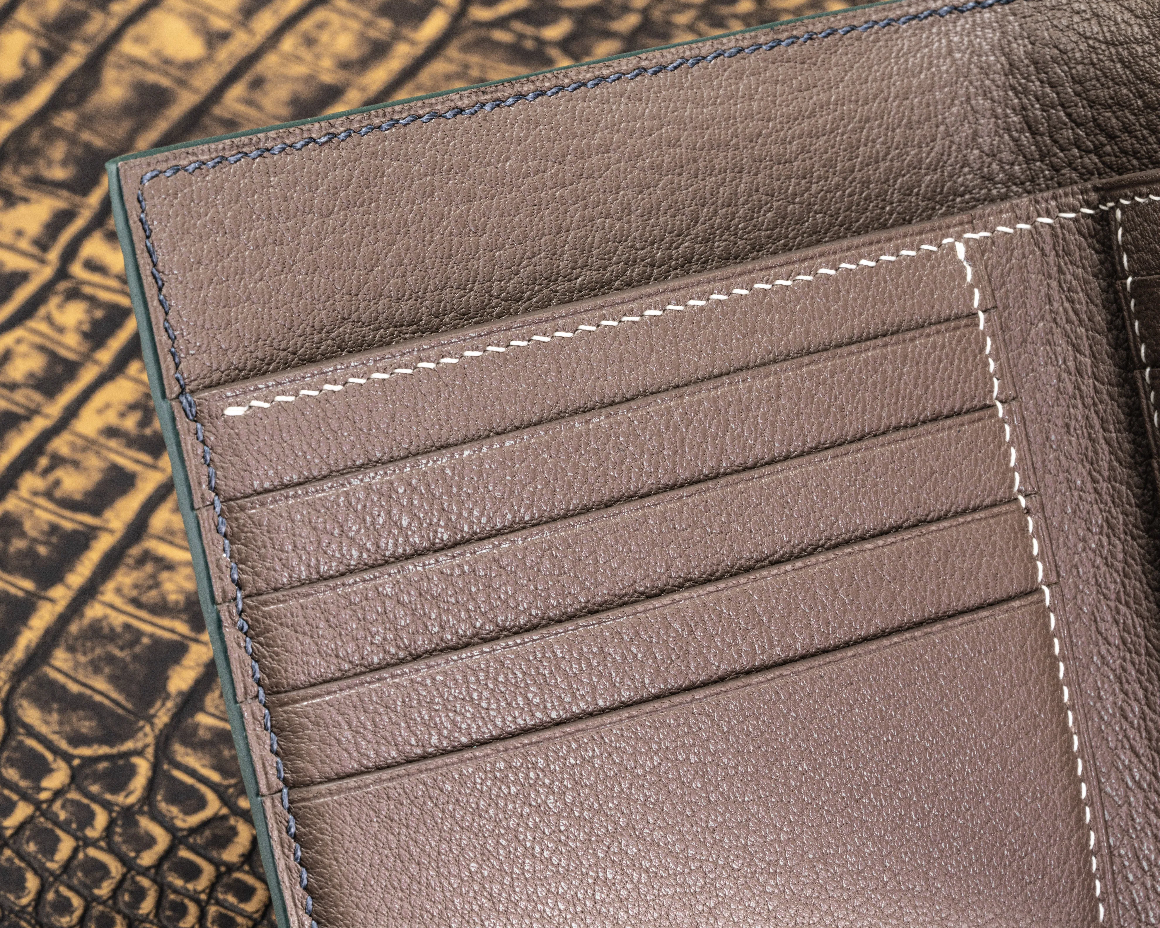 Bespoke Bifold Wallet in Graphite Grey Crocodile Leather