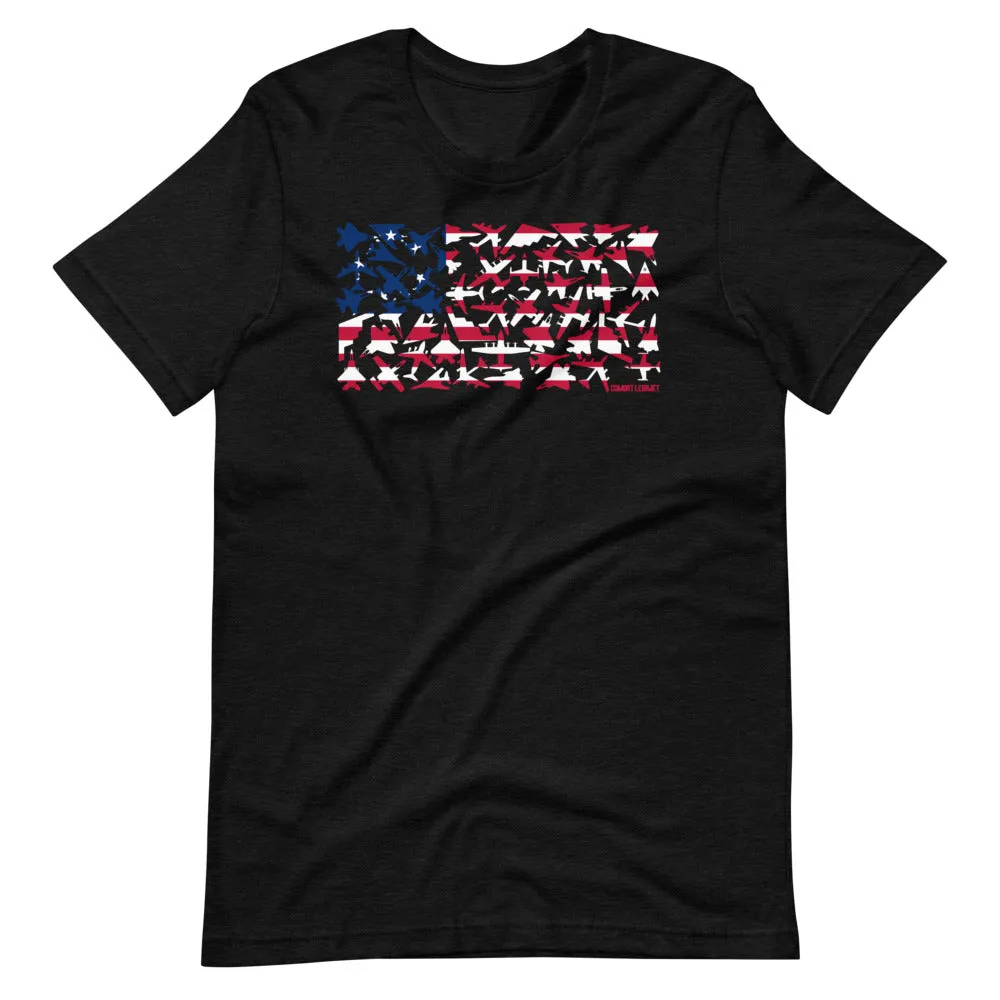 Betsy Ross Airplane Flag Short Sleeve T-Shirt