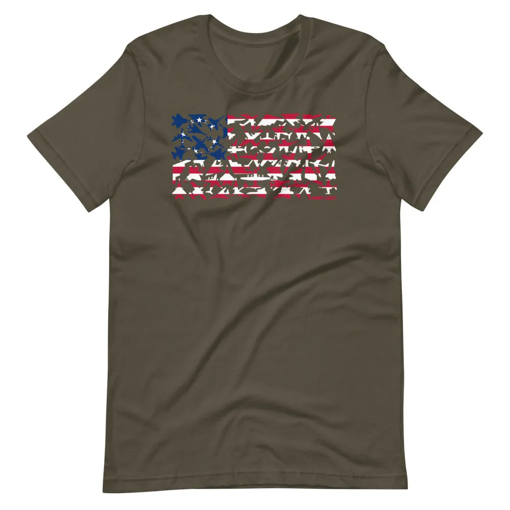 Betsy Ross Airplane Flag Short Sleeve T-Shirt