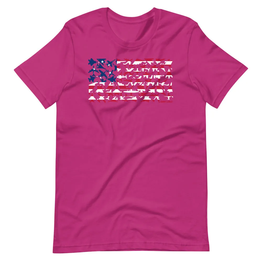 Betsy Ross Airplane Flag Short Sleeve T-Shirt