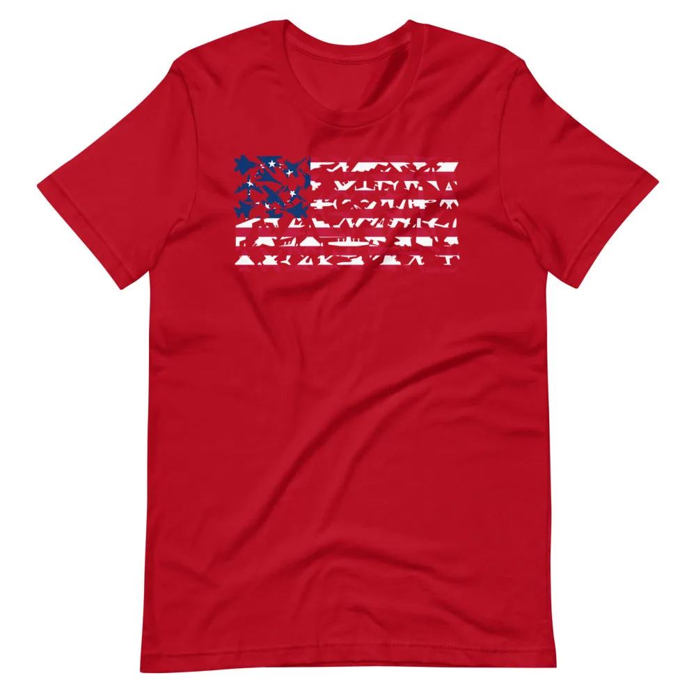 Betsy Ross Airplane Flag Short Sleeve T-Shirt
