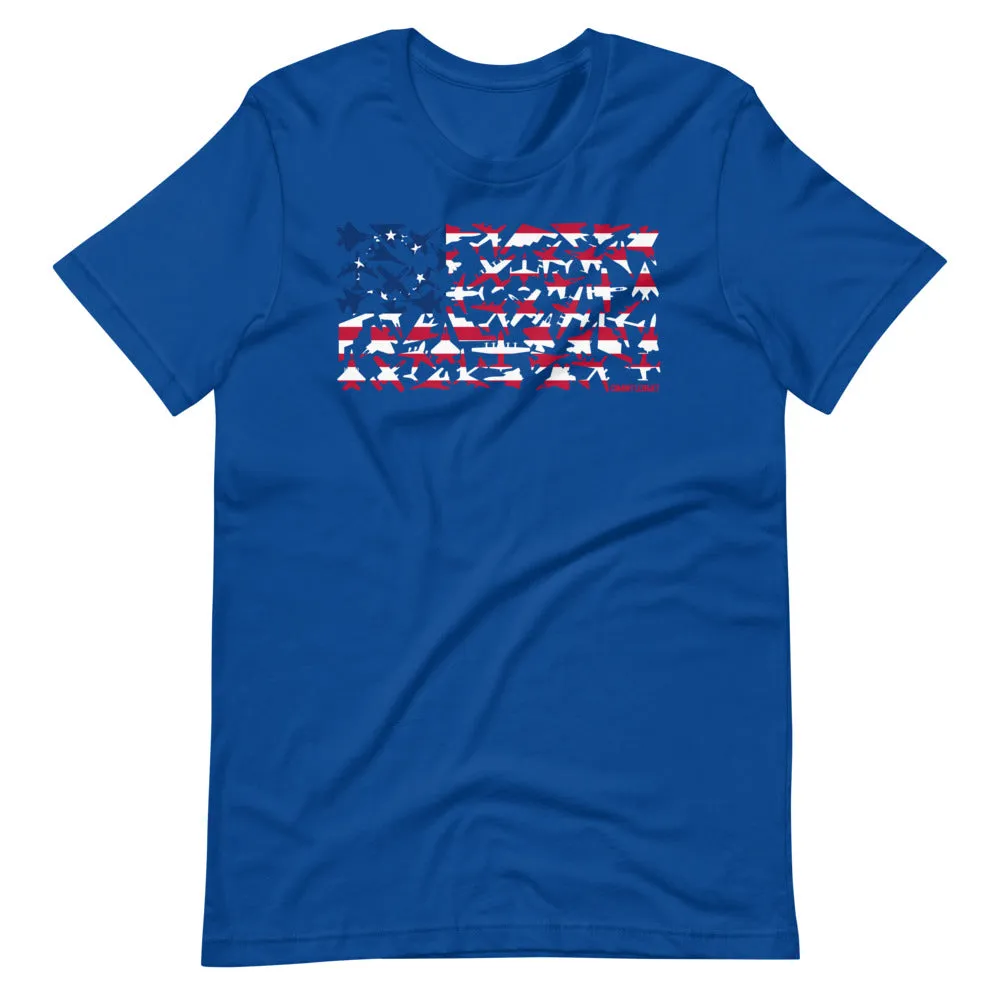 Betsy Ross Airplane Flag Short Sleeve T-Shirt
