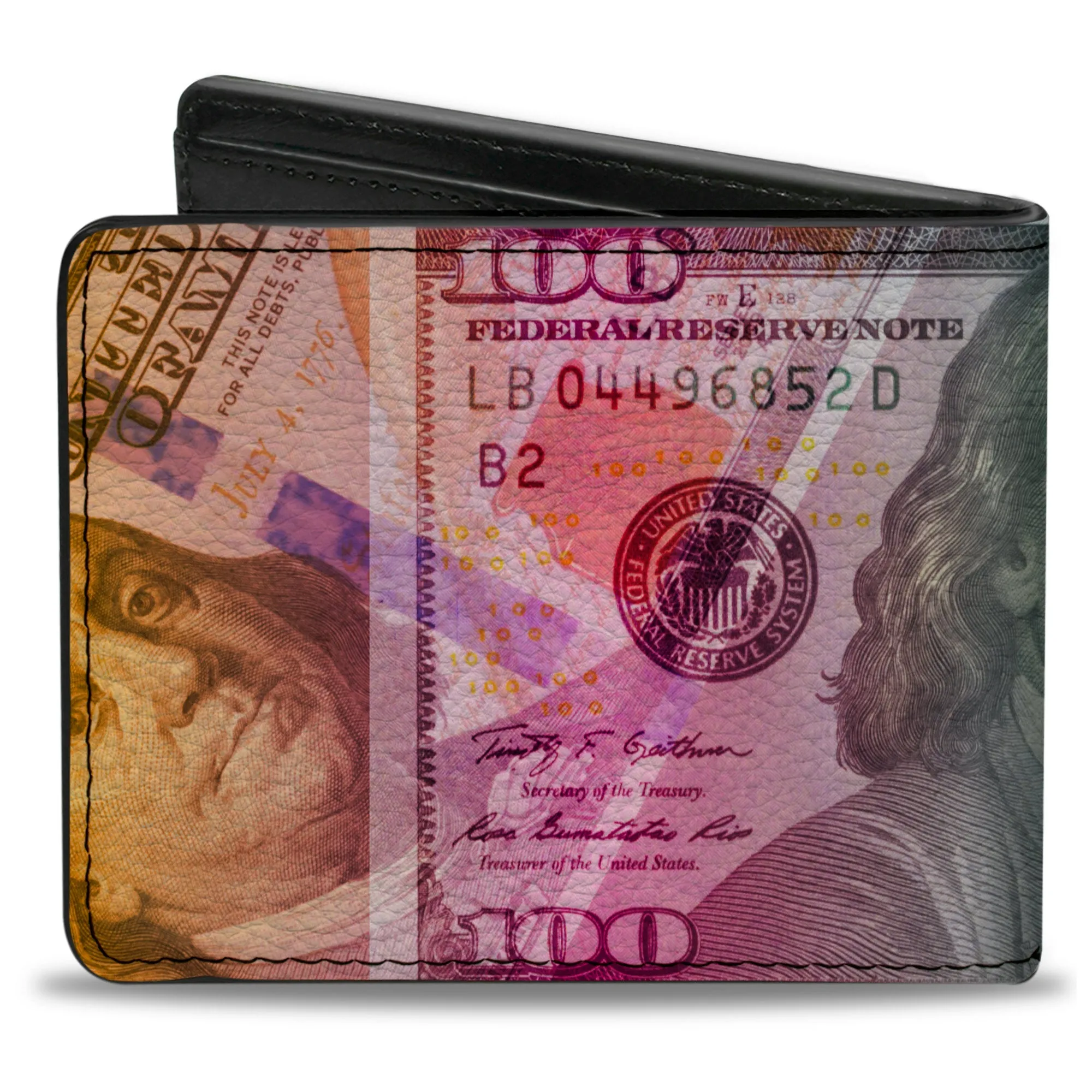 Bi-Fold Wallet - 100 Dollar Bill Series 2009 Stacked Multi Color