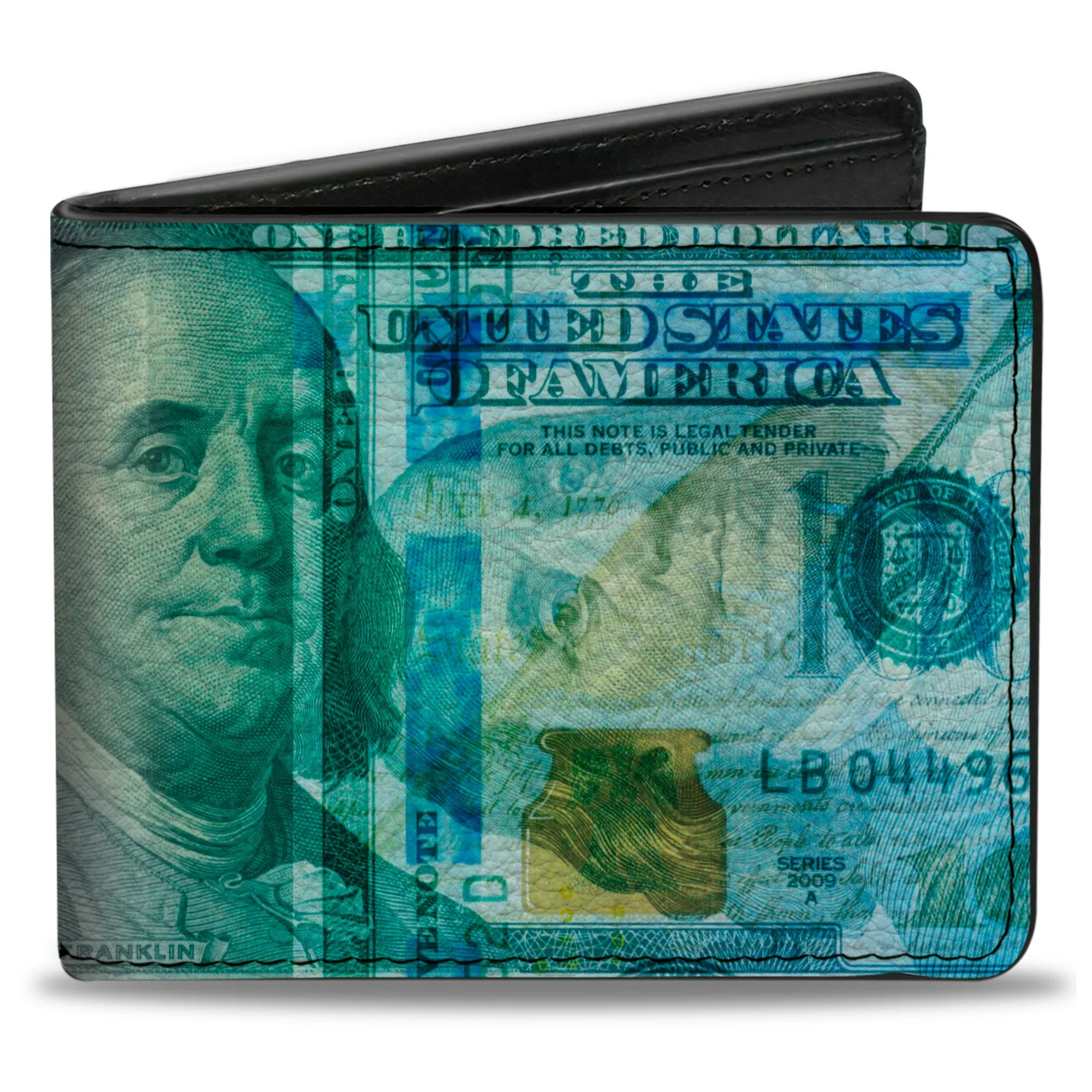 Bi-Fold Wallet - 100 Dollar Bill Series 2009 Stacked Multi Color