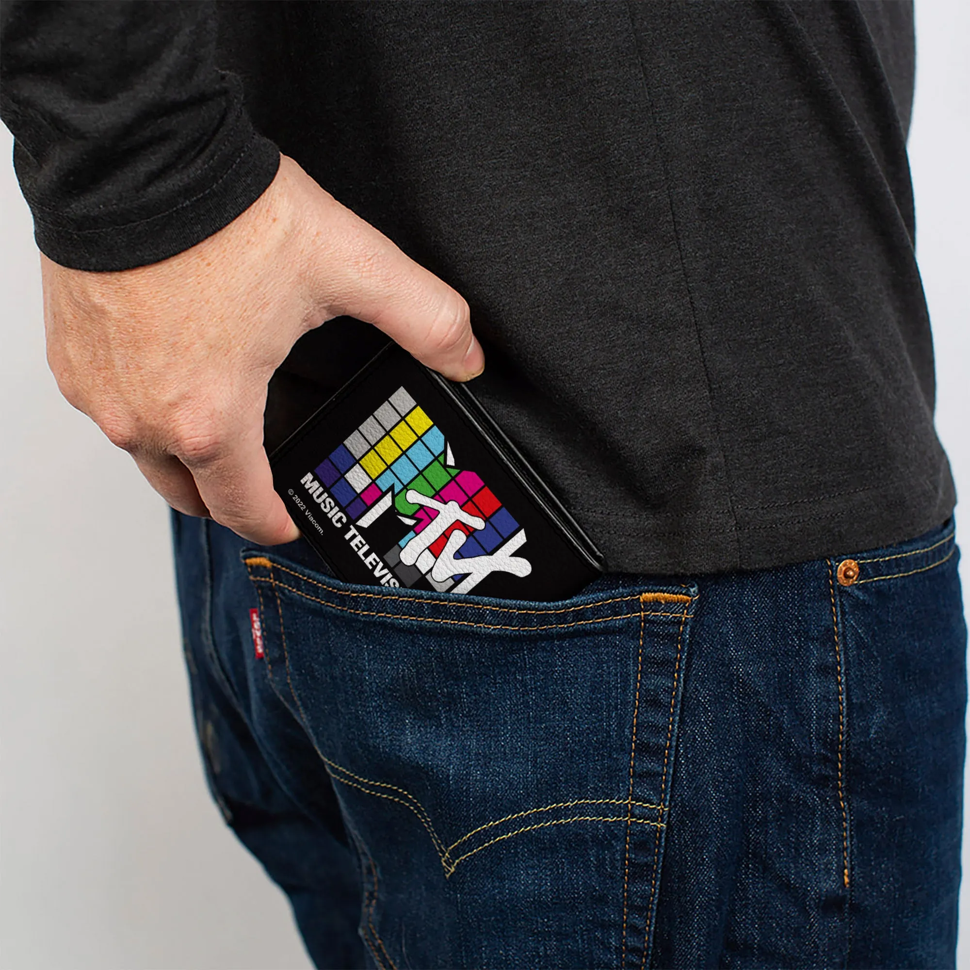 Bi-Fold Wallet - MTV Music Television Puzzle Cube Logo Black/Multi Color