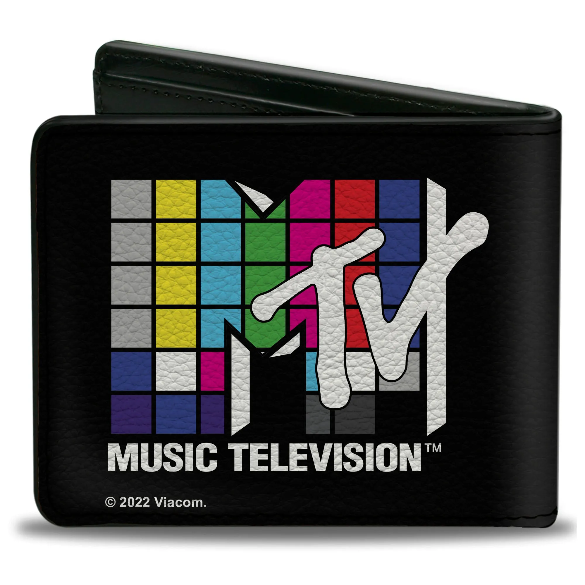 Bi-Fold Wallet - MTV Music Television Puzzle Cube Logo Black/Multi Color