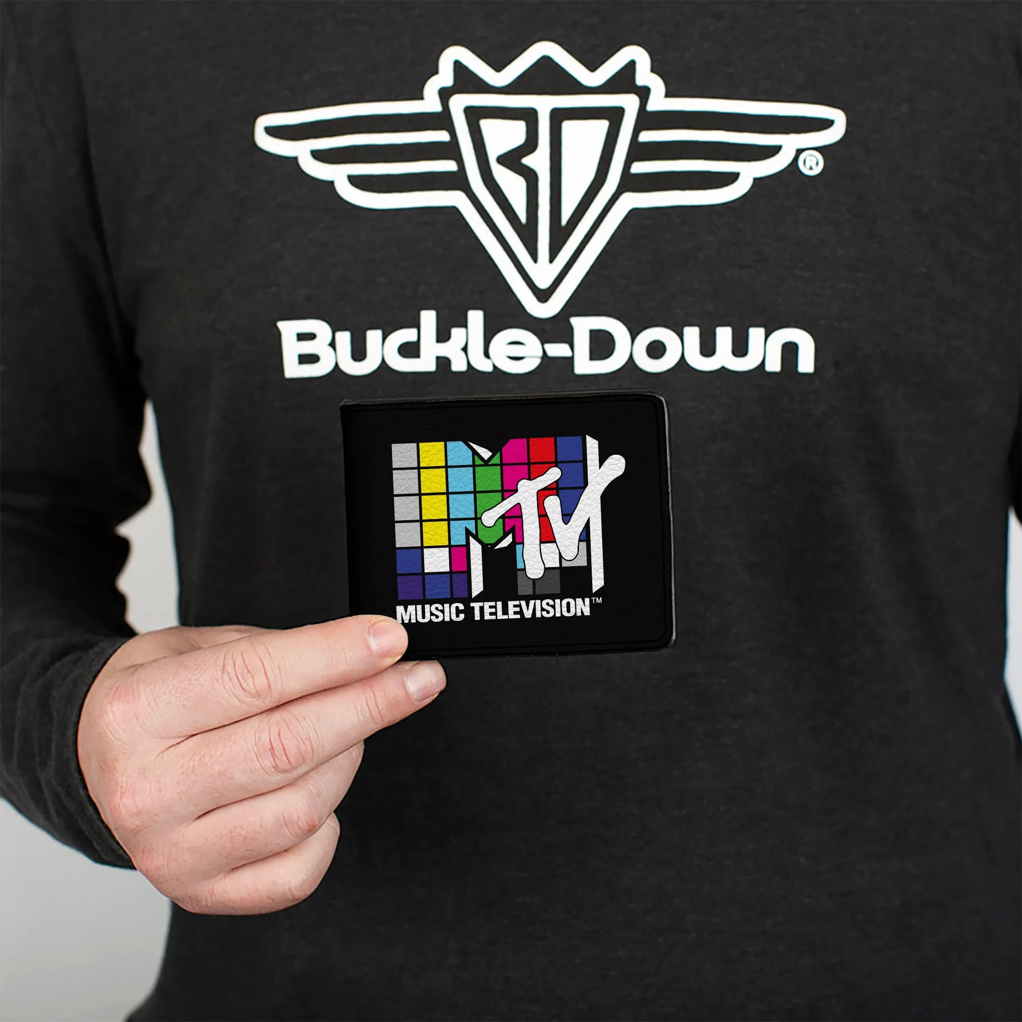 Bi-Fold Wallet - MTV Music Television Puzzle Cube Logo Black/Multi Color