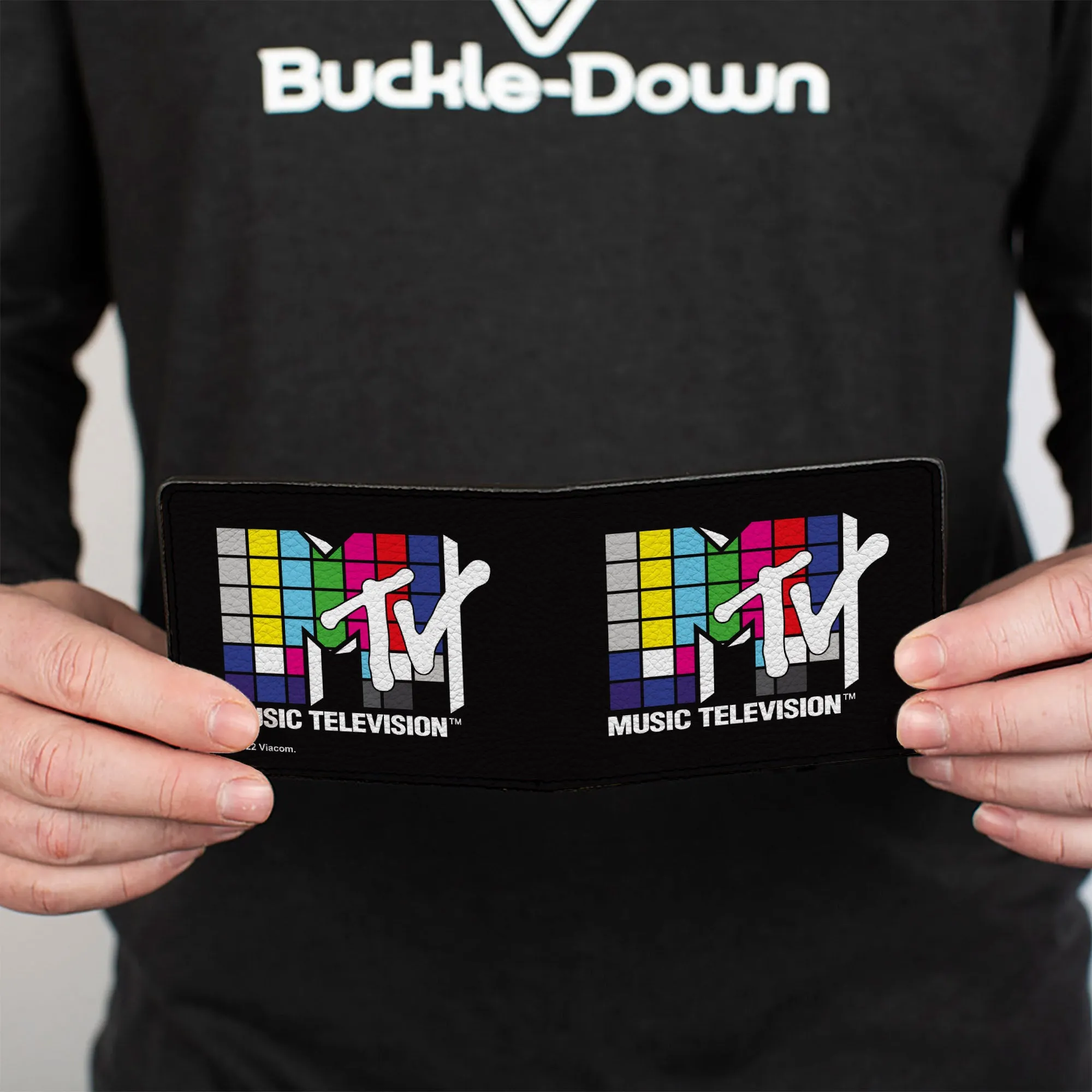 Bi-Fold Wallet - MTV Music Television Puzzle Cube Logo Black/Multi Color