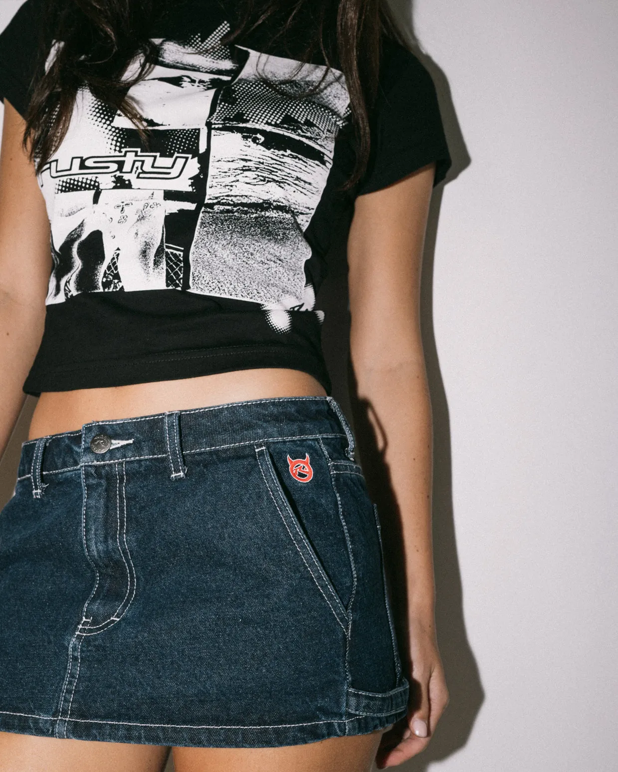 Billie Low Rise Mini Denim Skirt