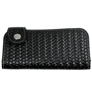 BK475 - Side Snap Black Roper Wallet - Basket Weave